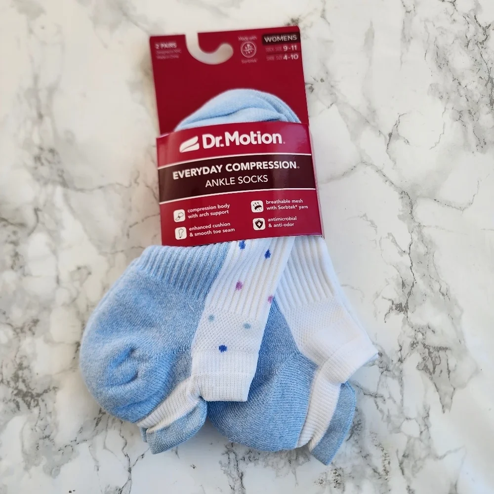 Dr. Motion Ankle Socks 6 Pairs Compression Socks Size Socks 9–11 Shoe 4-10